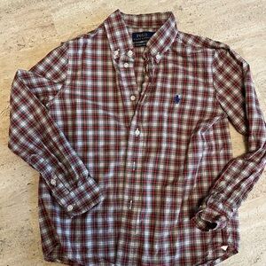 Polo by Ralph Lauren Kid’s Red and White Checkered Cotton Oxford Shirt